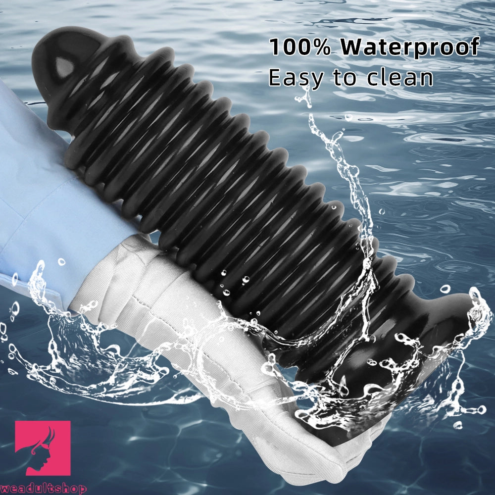 6.88in 9.84in Black Pointed Tip Threaded Big PVC Butt Plug Cock Dildo