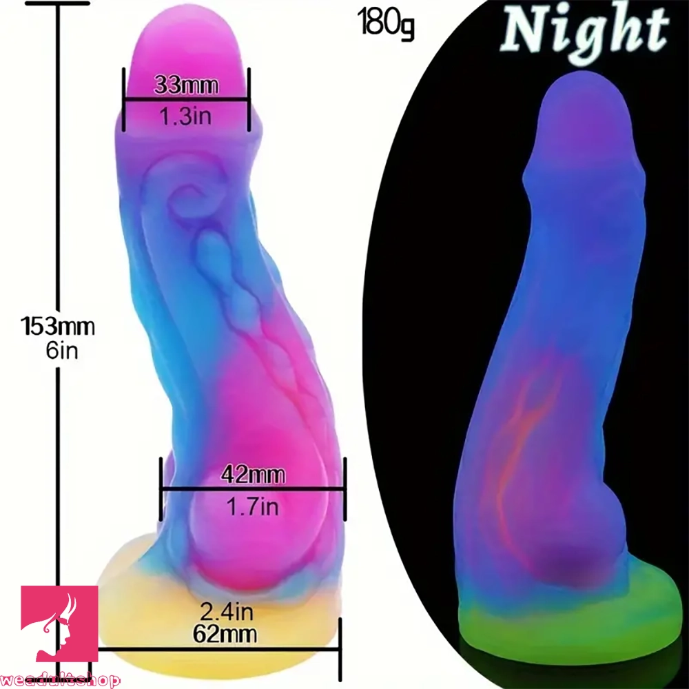 6in 6.7in Realistic Monster Luminous Dildo Liquid Silicone Clit Massager