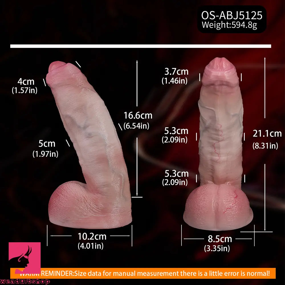 8.31in Dual Density Uncut Silicone Soft Real Dildo For Women Reusable Toy