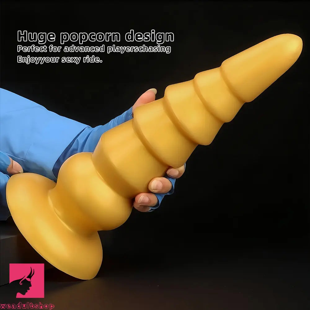 7.87in 11.41in 14.17in Golden Silicone Soft Anal Plug Dildo For Women Toy