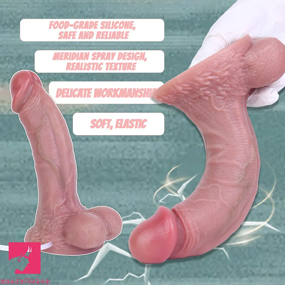 7.87in Realistic Appearance Silicone Adult Double Layer Squirting Strap on Dildo