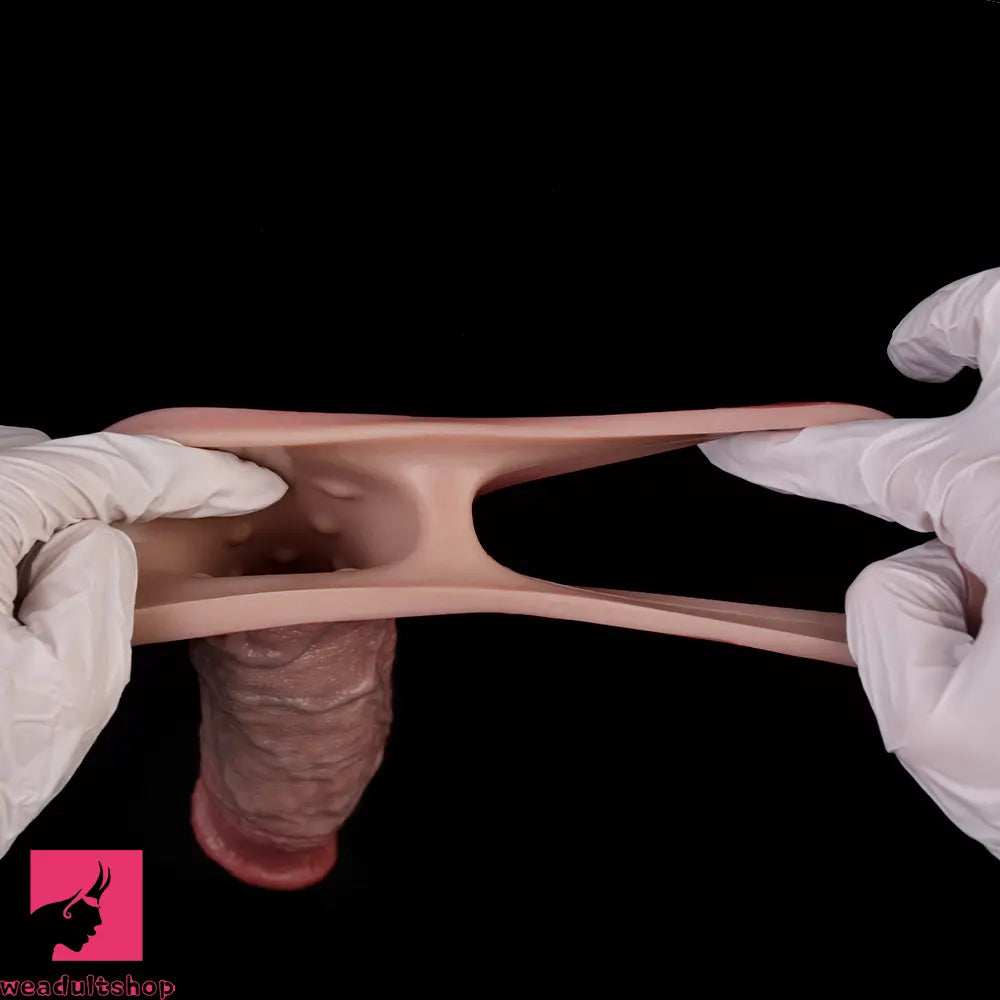 7.4in Vibrating Auto Remote Silicone Hollow Dildo Sleeve Penis Extender