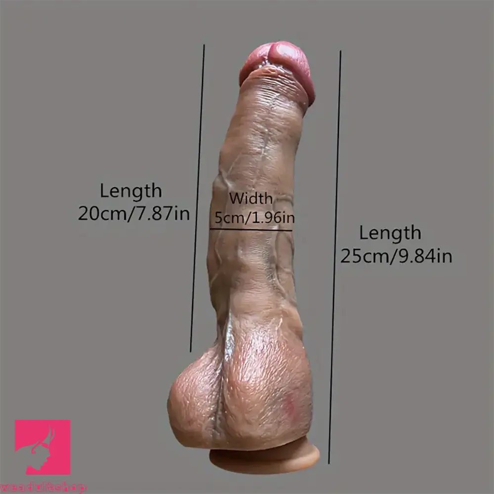 9.84in Realistic Soft Silicone Big Dildo For Men Women With Veins