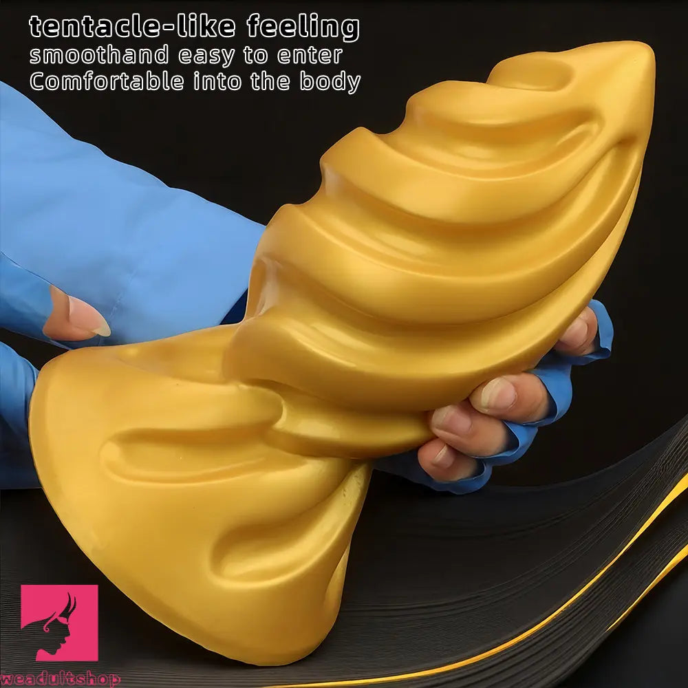 6.49in 7.67in 9.05in 9.84in Golden Silicone Spiral Thread Women Dildo