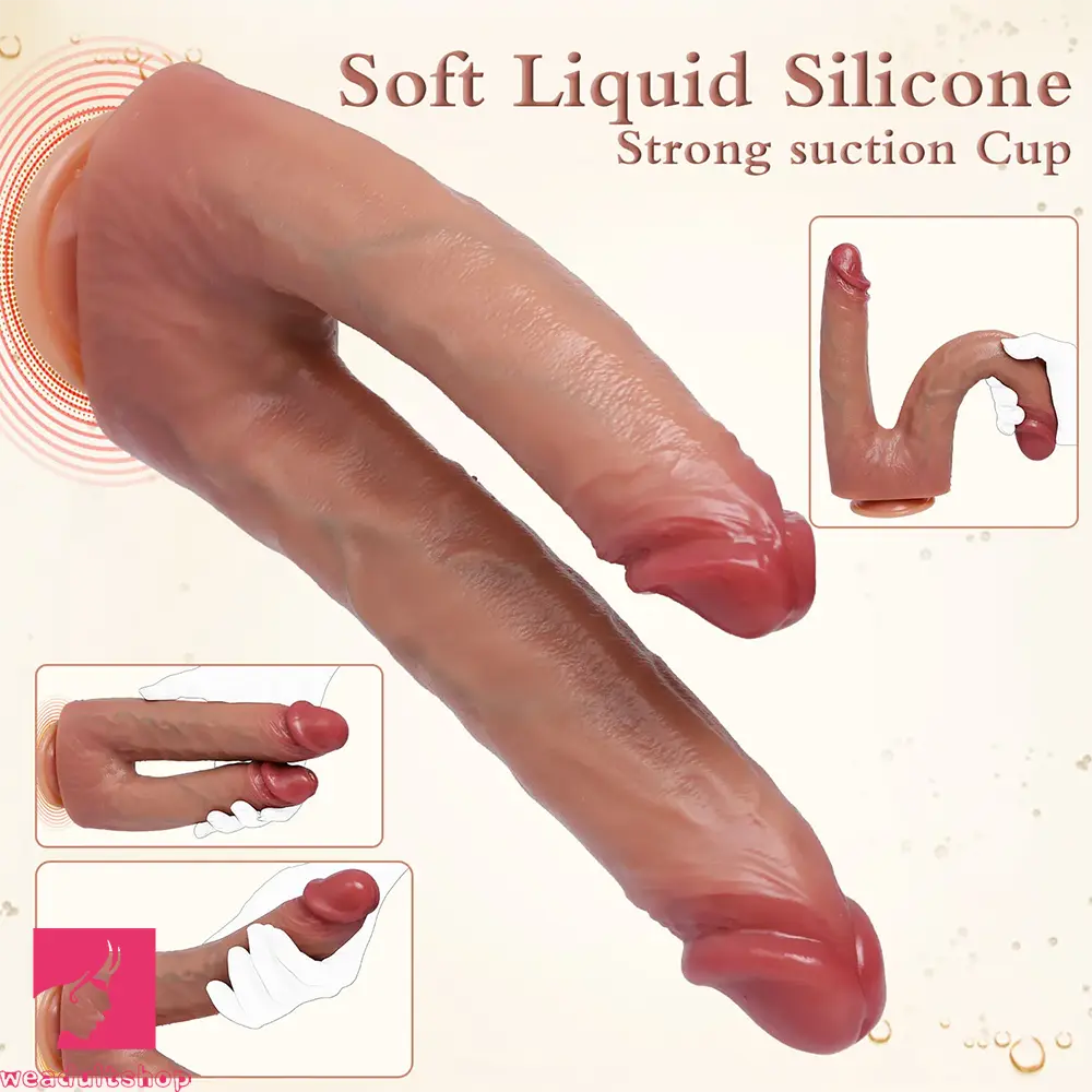 10.83in Dual Sided Silicone Big Dildo For Female Masturbation Real Veins