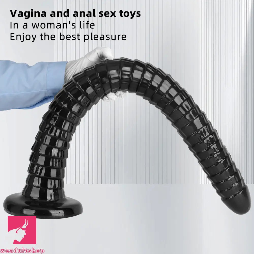 31.5in Black PVC Huge Long Masturbator For Women Gay Dildo Cock Toy