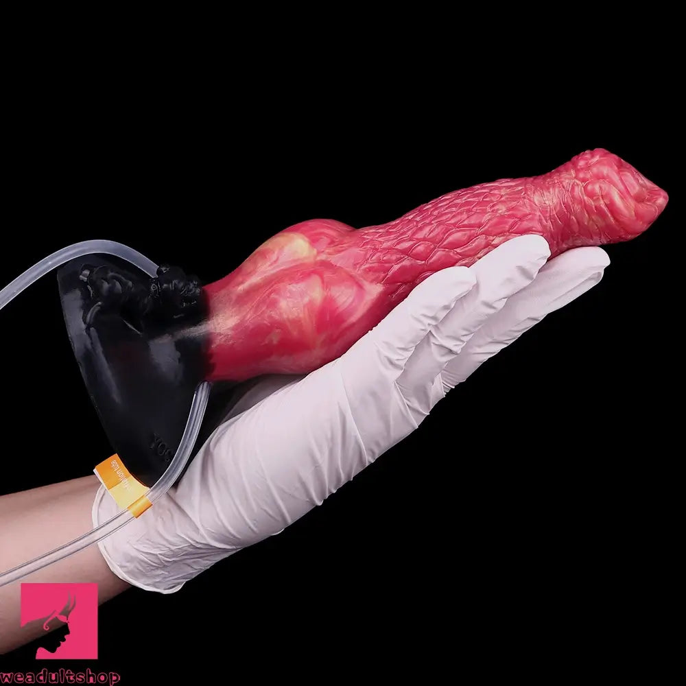 8.54in Fantasy Knotted Silicone Soft Big Dildo Ejaculating Penis Cock Toy