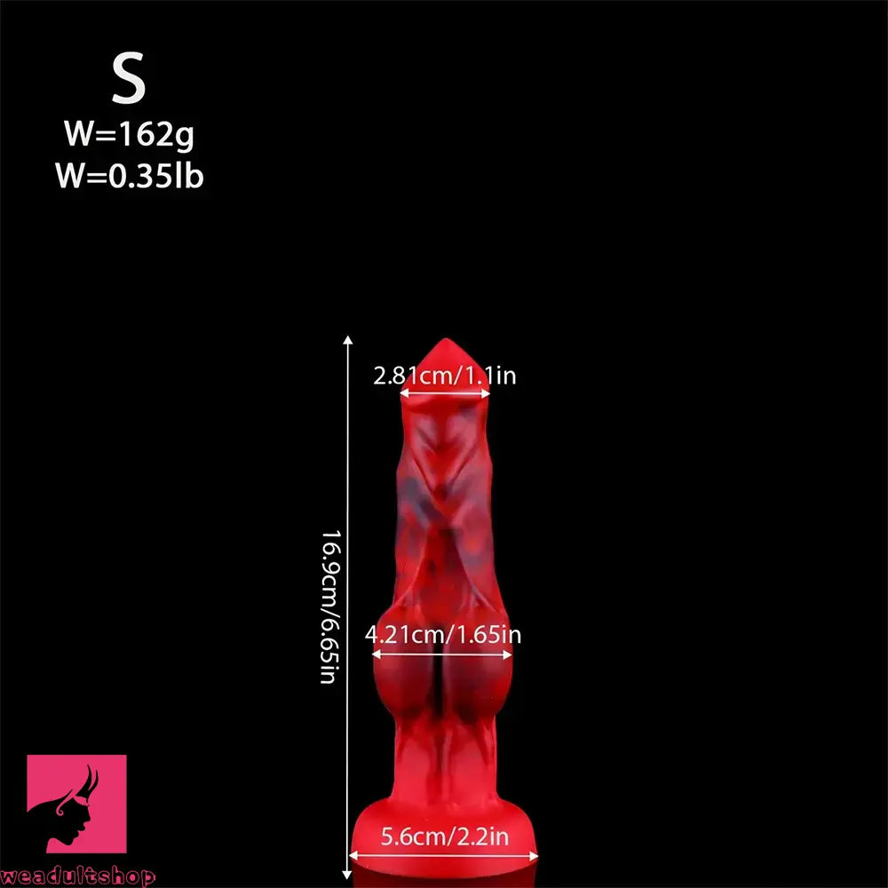 6.65in 7.63in 8.3in 9.25in 10.03in Red Black Odd Monster Dog Knot Dildo