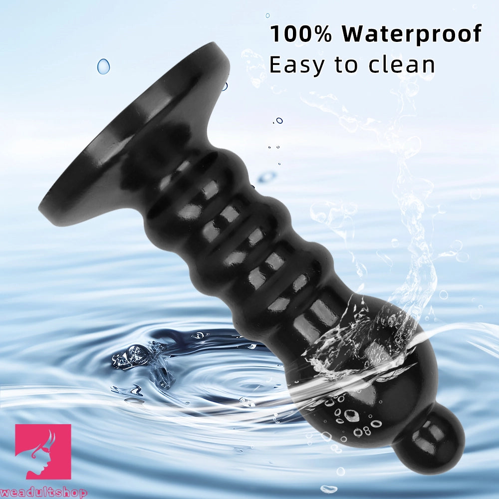 12.6in Black Pull Beads Thick Big Head Penis Anal Plug PVC Cock Dildo