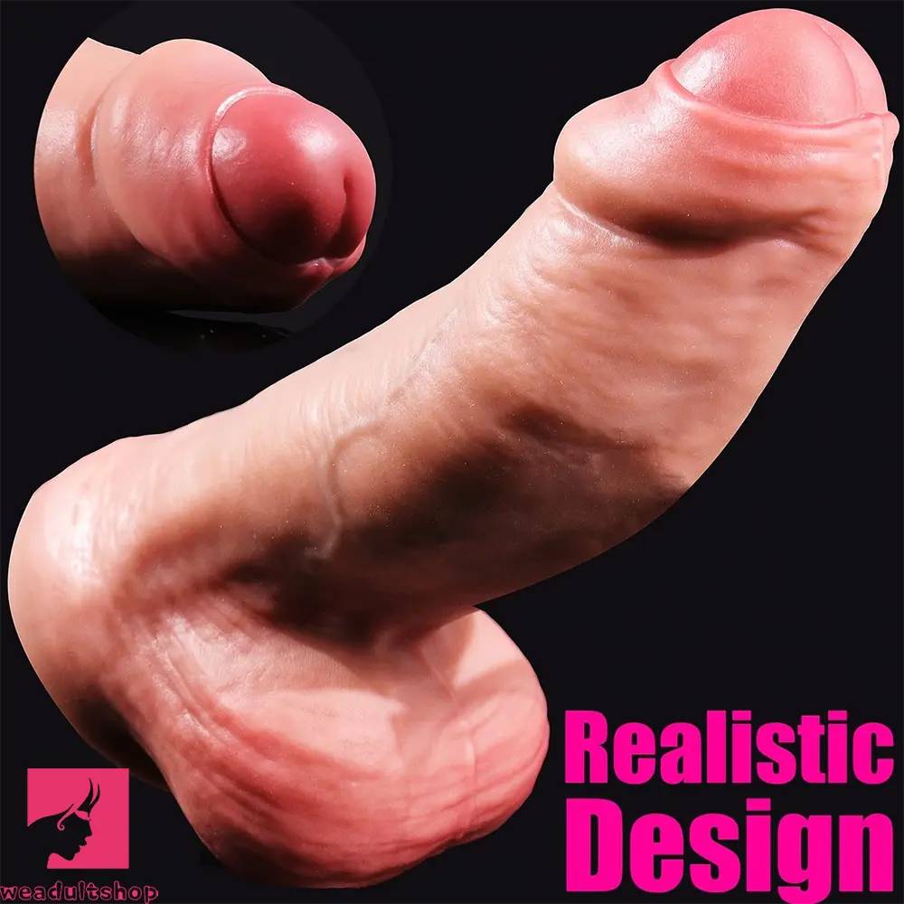 5.7in 7.68in 9.45in Three Sizes Thickened Lifelike Silicone Real Uncut Dildo