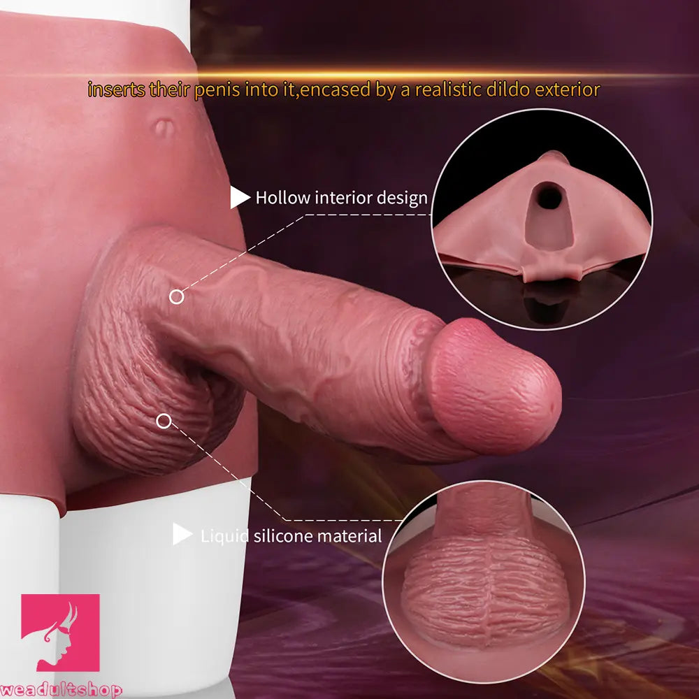 9.6in Hollow Leather Pants Strap on Dildo Liquid Silicone Dildo Cock