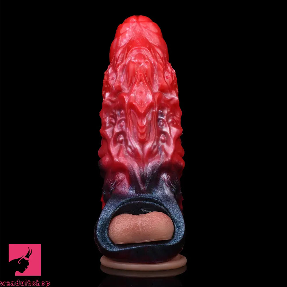 5.98in Uncut Soft Hollow Dildo Built-in keel Vibration Remote Penis Sleeve
