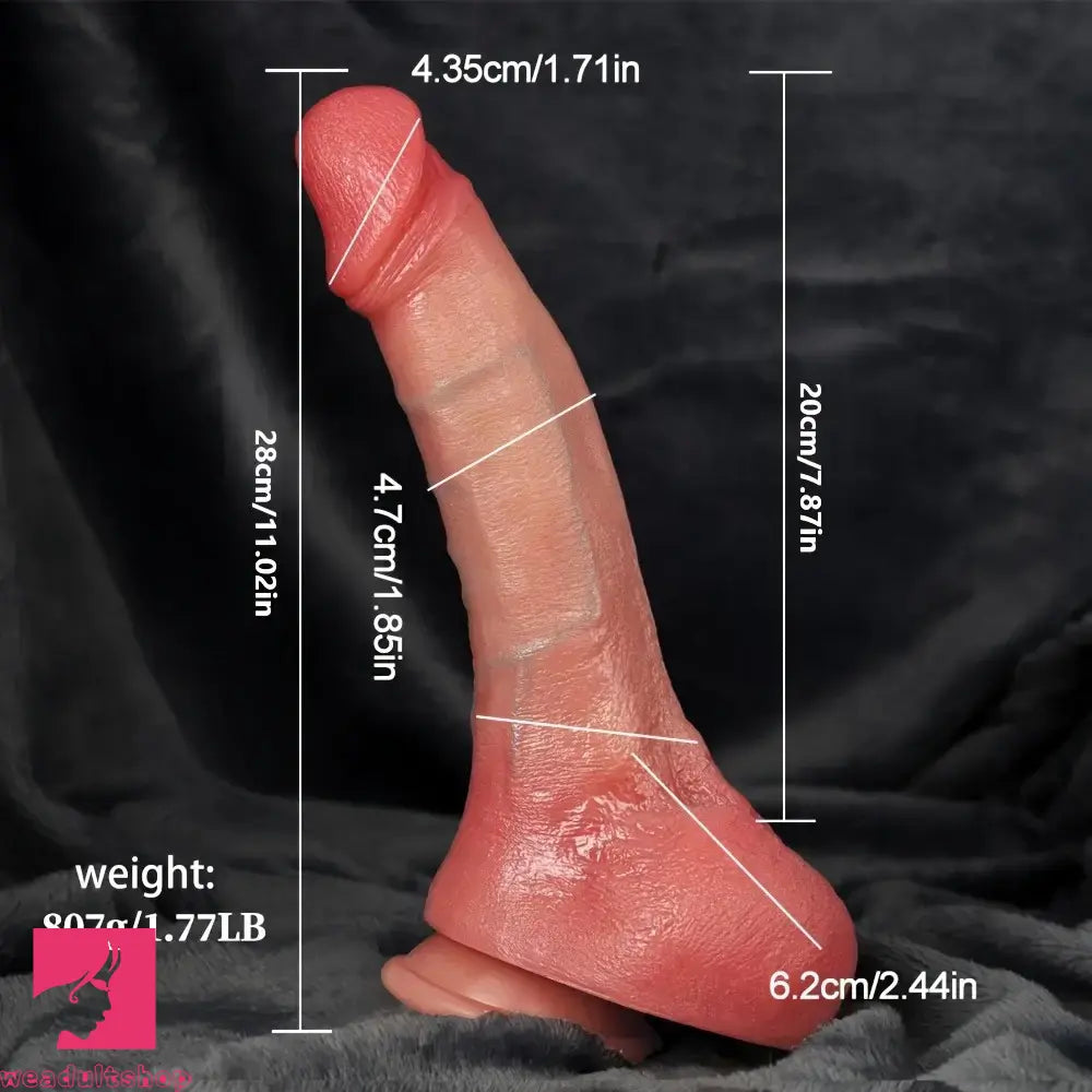 11.02in Realistic Soft Silicone Lifelike Dildo For Clitoral G-spot Safe Simulation