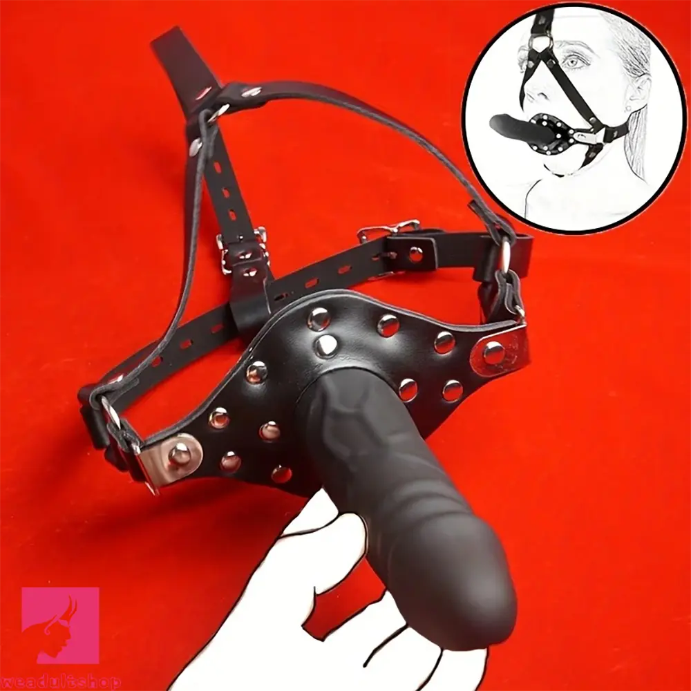 8.07in BDSM Double-ended Dildo Mouth Gag with Head Strap Bondage