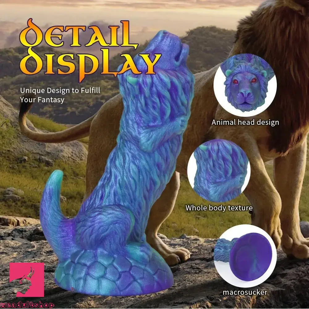 7.83in 9.01in 10.55in Unique Blue Lion Animal Dildo Thick Silicone Dildo