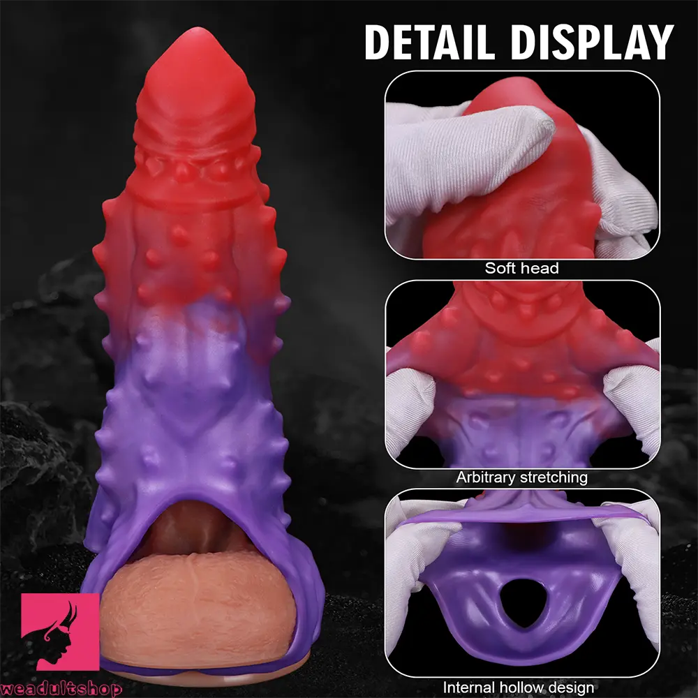 4.72in 5.31in 5.9in Spiked Cock Hollow Dildo Sleeve Penis Extended Sheath