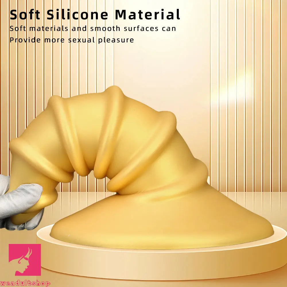 9.05in 11.22in Gold Silicone Screw Giant Cock Anal Plug Thick Fisting Dildo