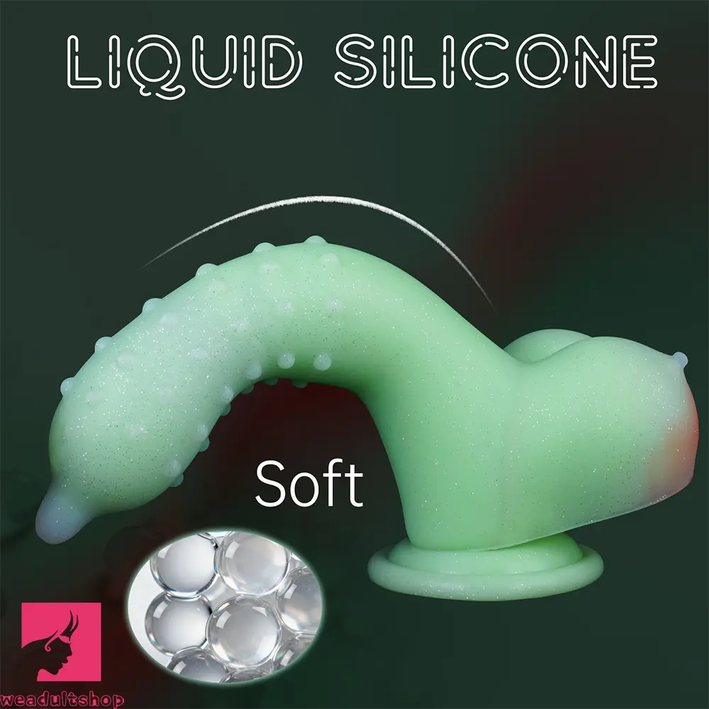 8.07in Spiked Liquid Silicone Soft Monster Dildo Penis Simulator Cock