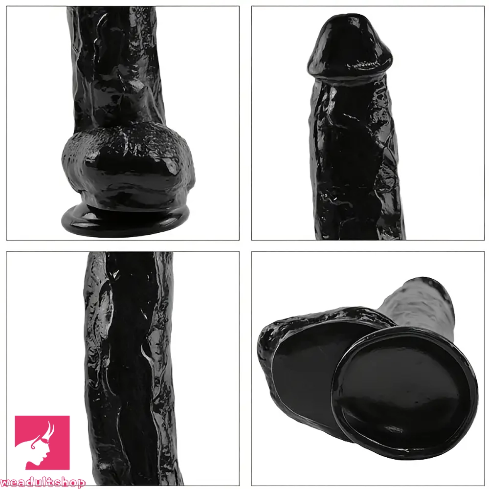 11.22in PVC Black Flexible Big Dildo With Suction Cup For Hands-Free Sex