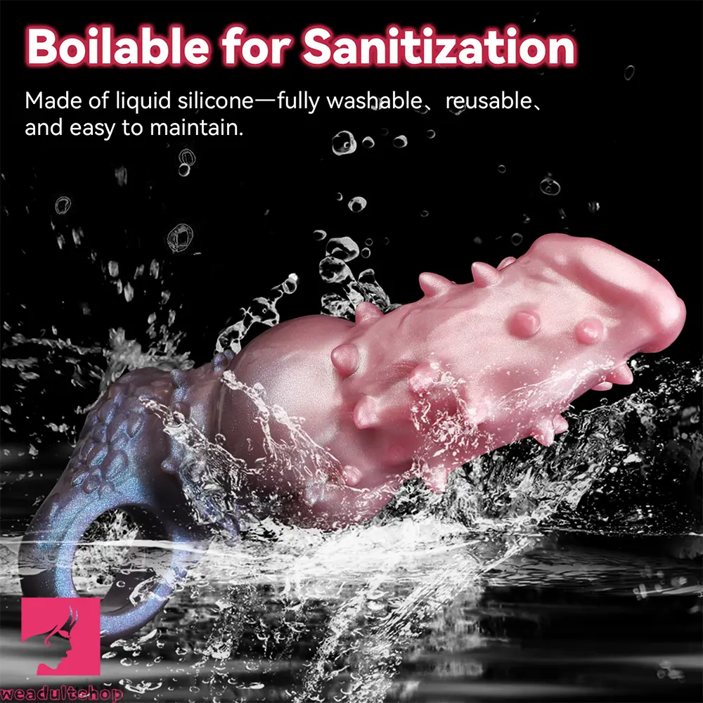 7.48in Spiked Fantasy Penis Sleeve With Cock Ring Dildo For Intimation