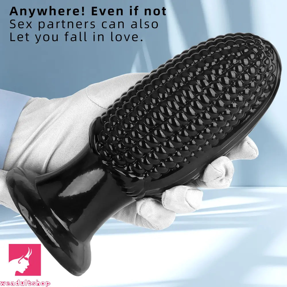 5.9in 6.7in 8.07in Black PVC Thread Granules Corn Dildo For Anal Cock