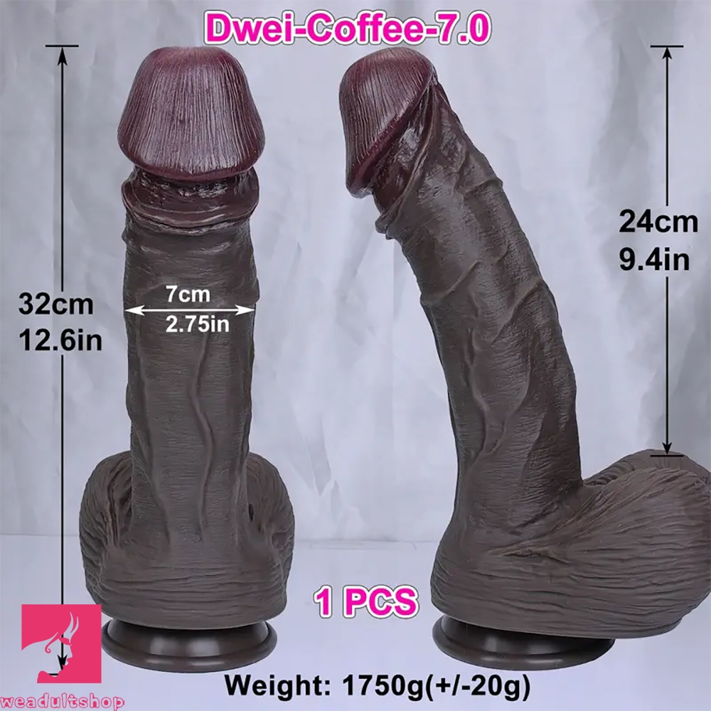 11.4in 12.6in Huge Ebony Silicone Dildo Realistic Thick Prostate Lifelike Skin