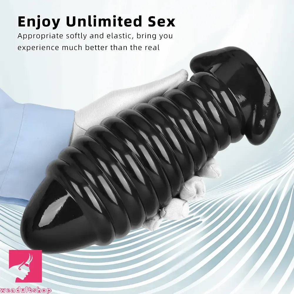 5.11in 7.08in 9.05in Dragon Egg Thread PVC Black Toy Big Butt Plug Dildo