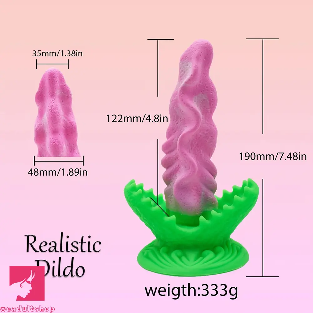 7.48in Small Glans Thick Realistic Fantasy Odd Dildo With Strong Suction Cup