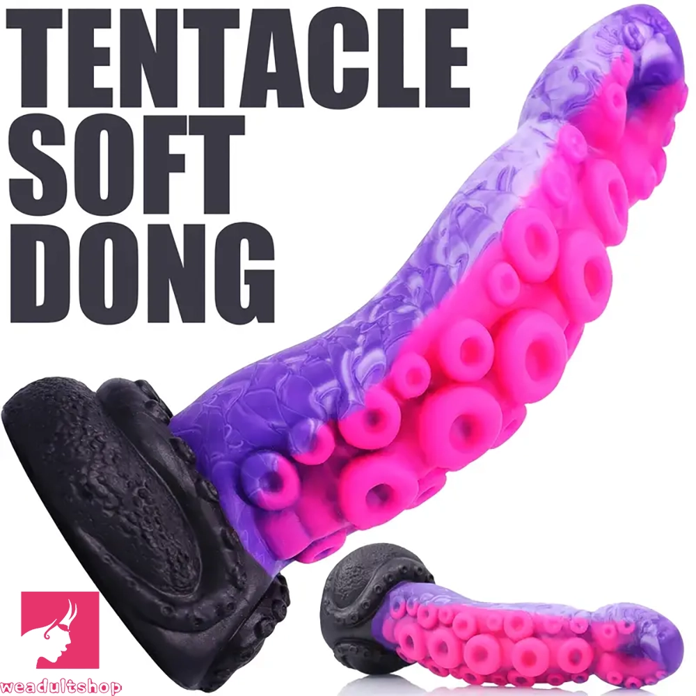 8.67in Octopus Tentacle Soft Dong Real Silicone Dildo Suction-Cup Base