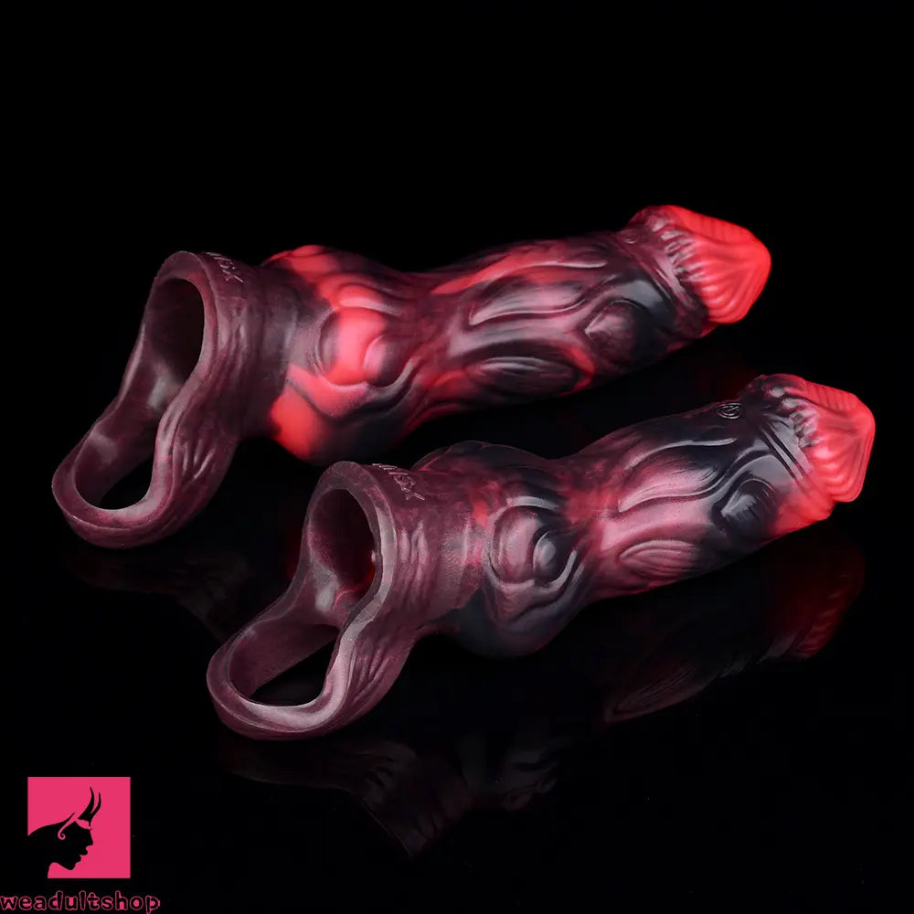 5.91in 7.17in Silicone Cock Sleeve Soft Vibrating Hollow Fantasy Penis Dildo