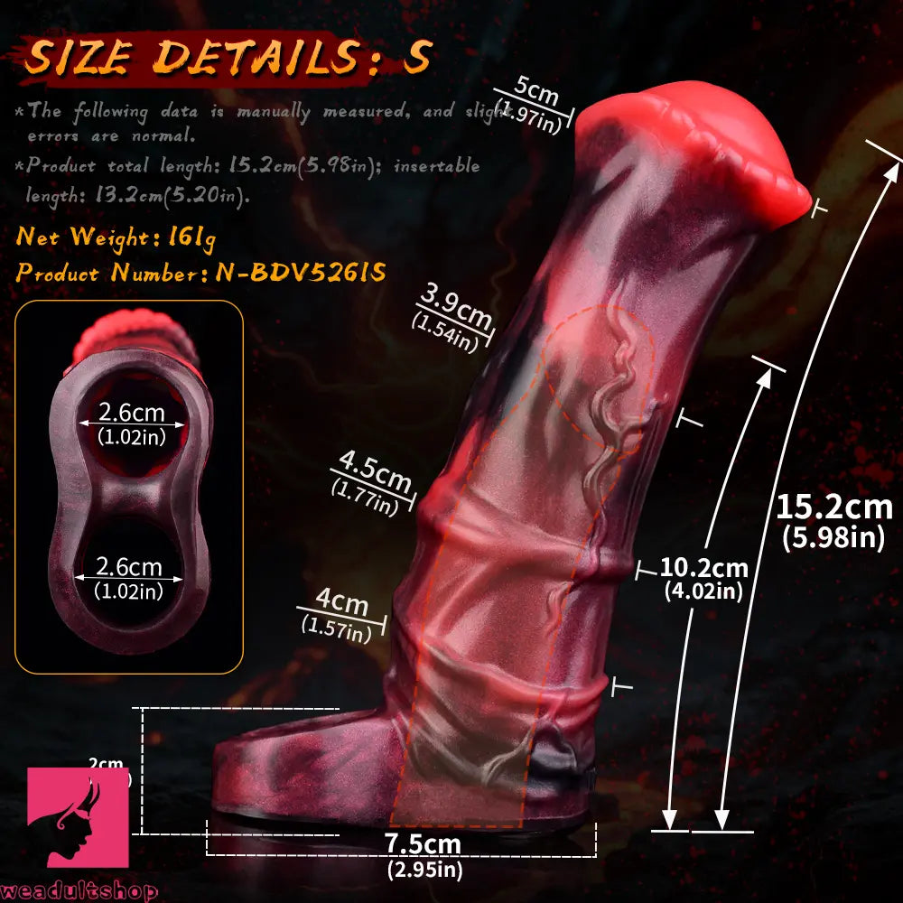 5.58in 7.17in Silicone Horse Penis Sleeve Cock Ring Hollow Vibrating Dildo
