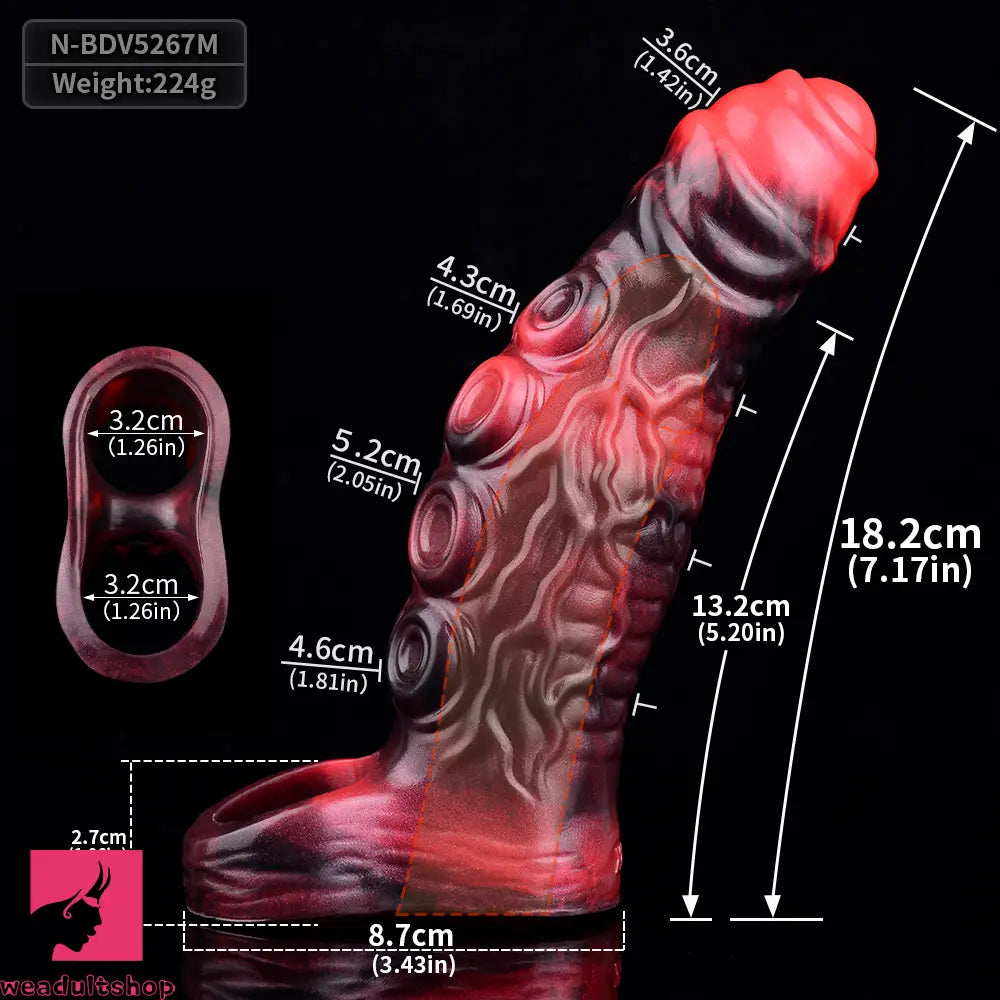 5.98in 7.09in Silicone Tentacle Sleeve Knot Vibrating Hollow Female Dildo
