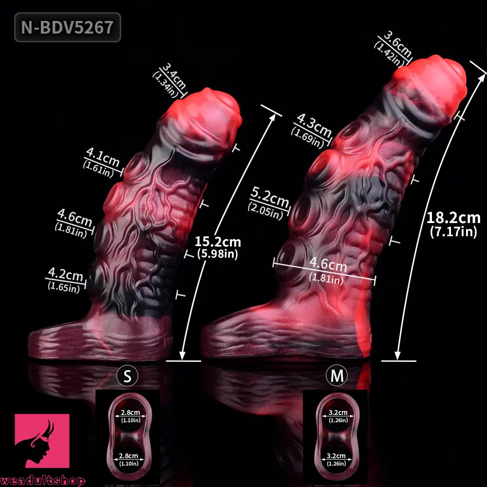 5.98in 7.09in Silicone Tentacle Sleeve Knot Vibrating Hollow Female Dildo