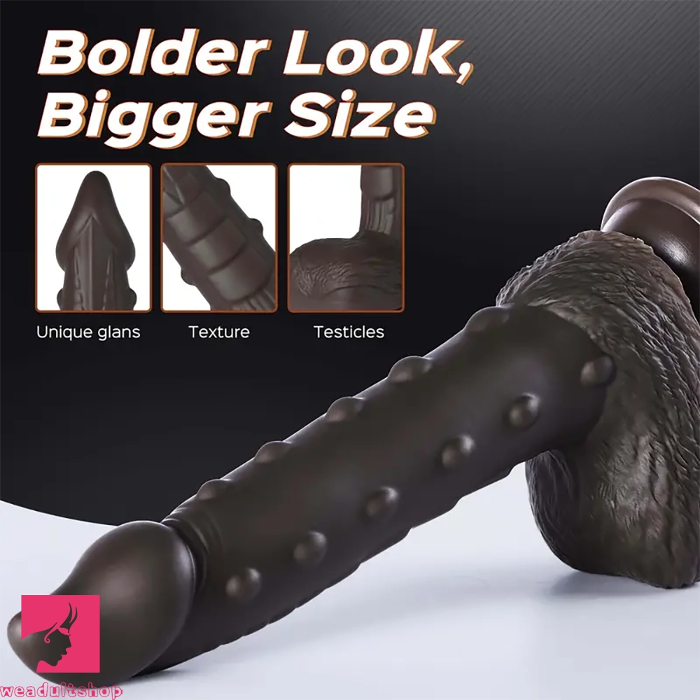 8.66in Realistic Silicone Spiked Thrusting Vibrating Dildo For Clit Hands-Free