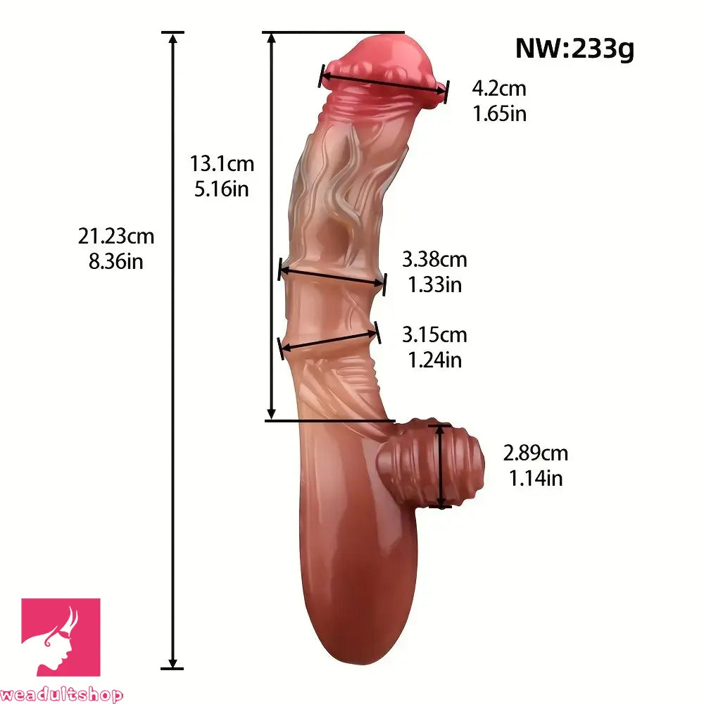 8.36in Liquid Silicone Massage Cock Odd Handle Dildo With Textured End