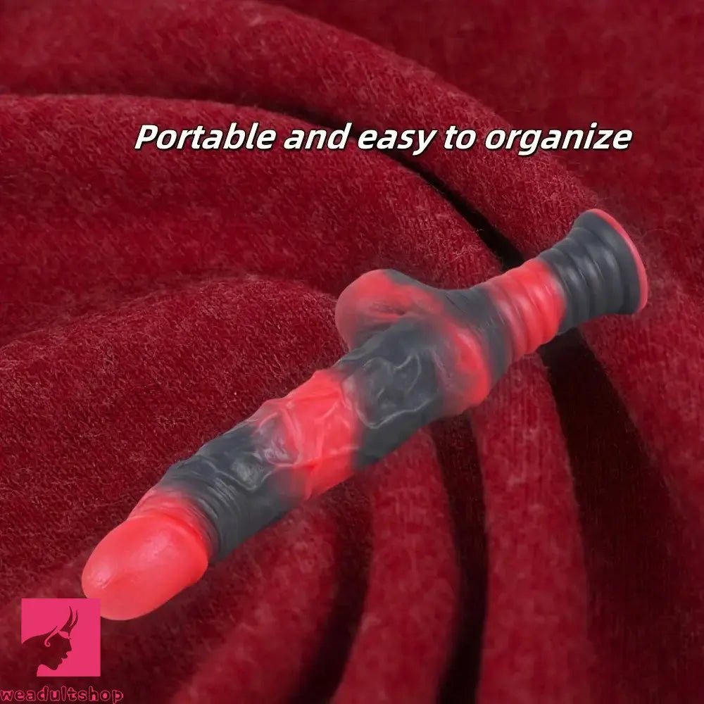 9.8in 10.4in Red Black Silicone Large Fantasy Sword Dildo With Handle