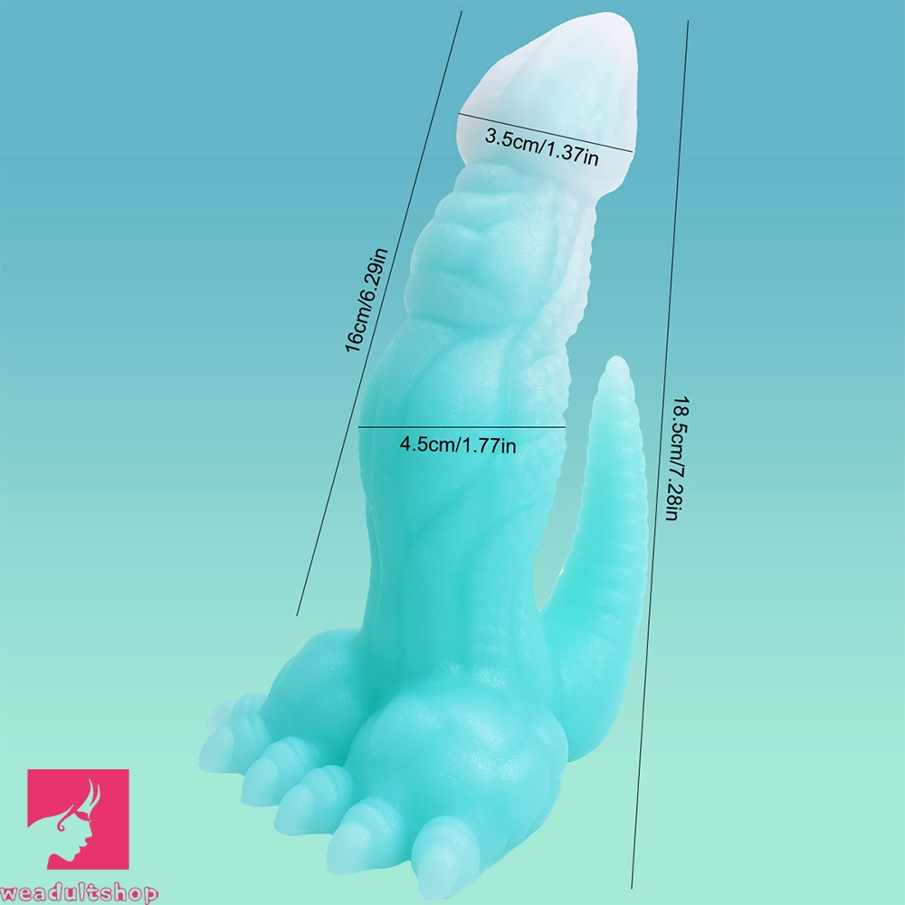 7.28in 9.44in Dinosaur Luminous Monster Soft Silicone Prostate Dildo