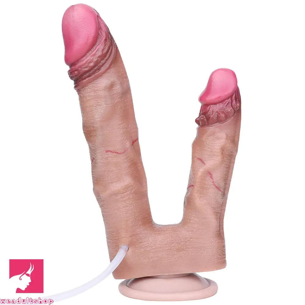 8.26in Double Density Silicone Soft Ejaculating Dual Ended Large Big Dildo
