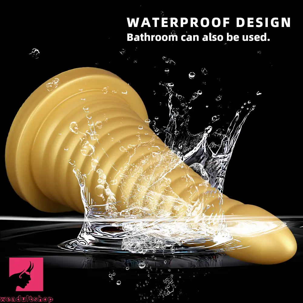 10.23in 14.56in Large Thread Gold Silicone Pagoda Thick Large Anal Dildo