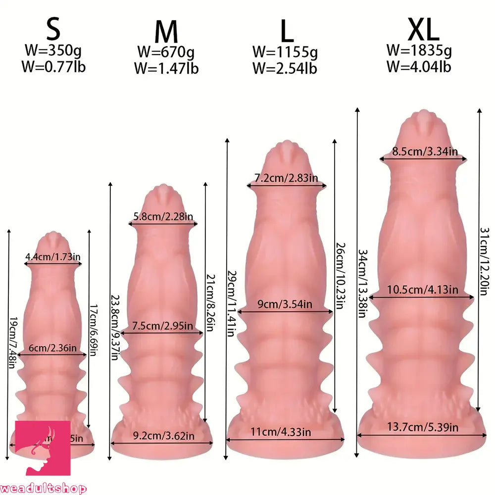 7.48in 9.37in 11.41in 13.38in Spiked Monster PVC Huge Dildo For Clit