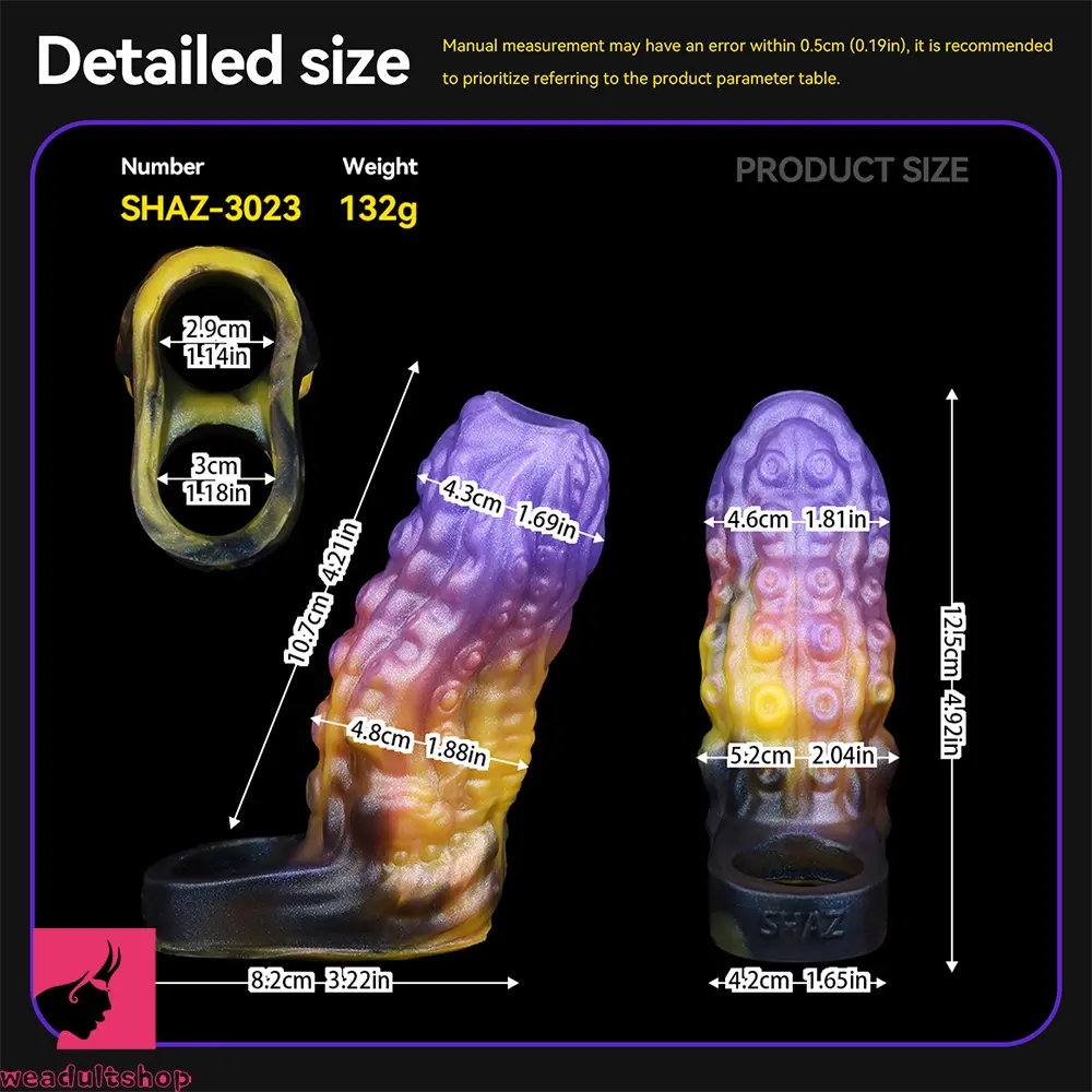 4.92in Egyzos Tentacle Silicone Soft Dildo Sleeve Cock Extender Sex Toy