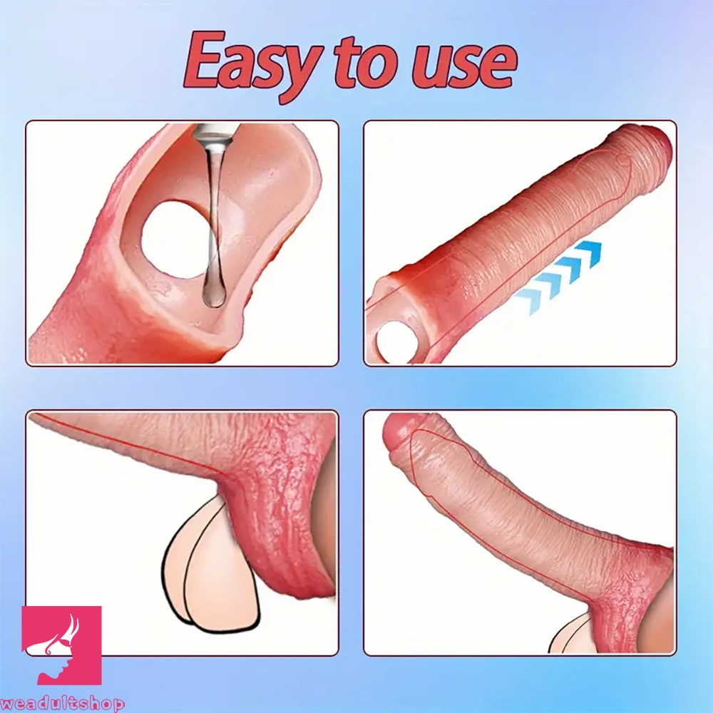 7.08in 8.26in Realistic Removable Foreskin Dildo Wearable Hollow Cock Dildo