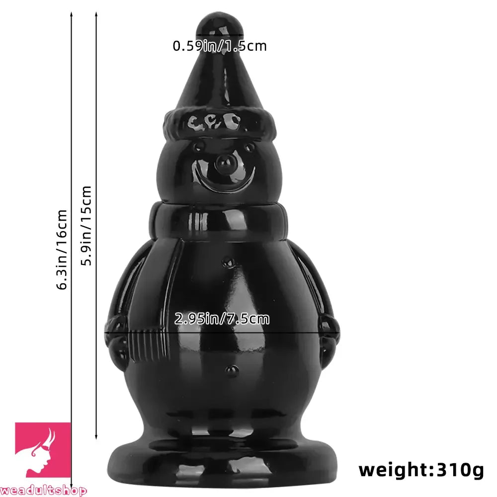6.3in Snowman PVC Black Fantasy Odd Butt Plug Dildo For Sex Flirting