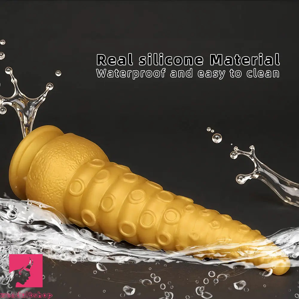 6.1in 6.88in 8.26in 8.66in Gold Silicone Multi-size Octopus Thick Sex Dildo