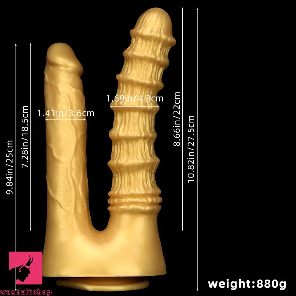 10.82in Big Silicone Soft Gold Double-headed Dildo For Female Lesbian Sex