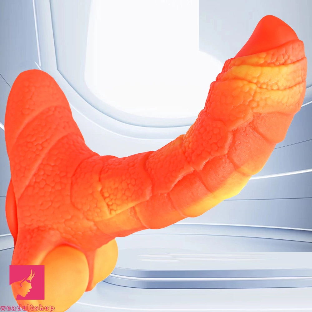 7.08in 9.05in Uncut Big Monster Animal Soft Silicone Luminous Clit Dildo