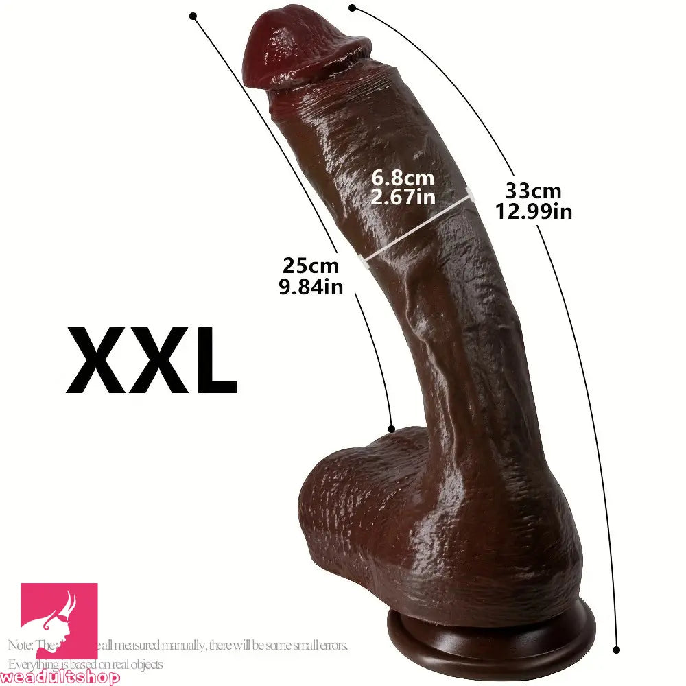 Multi-Size Ebony Liquid Silicone Female Realistic Thick Cock Soft Dildo