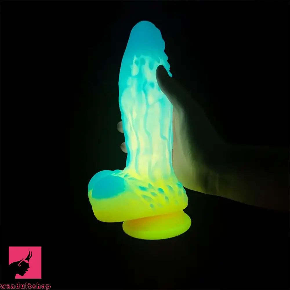 6.92in Glow-in-the-Dark Realistic Silicone Soft Uncut Color Dildo