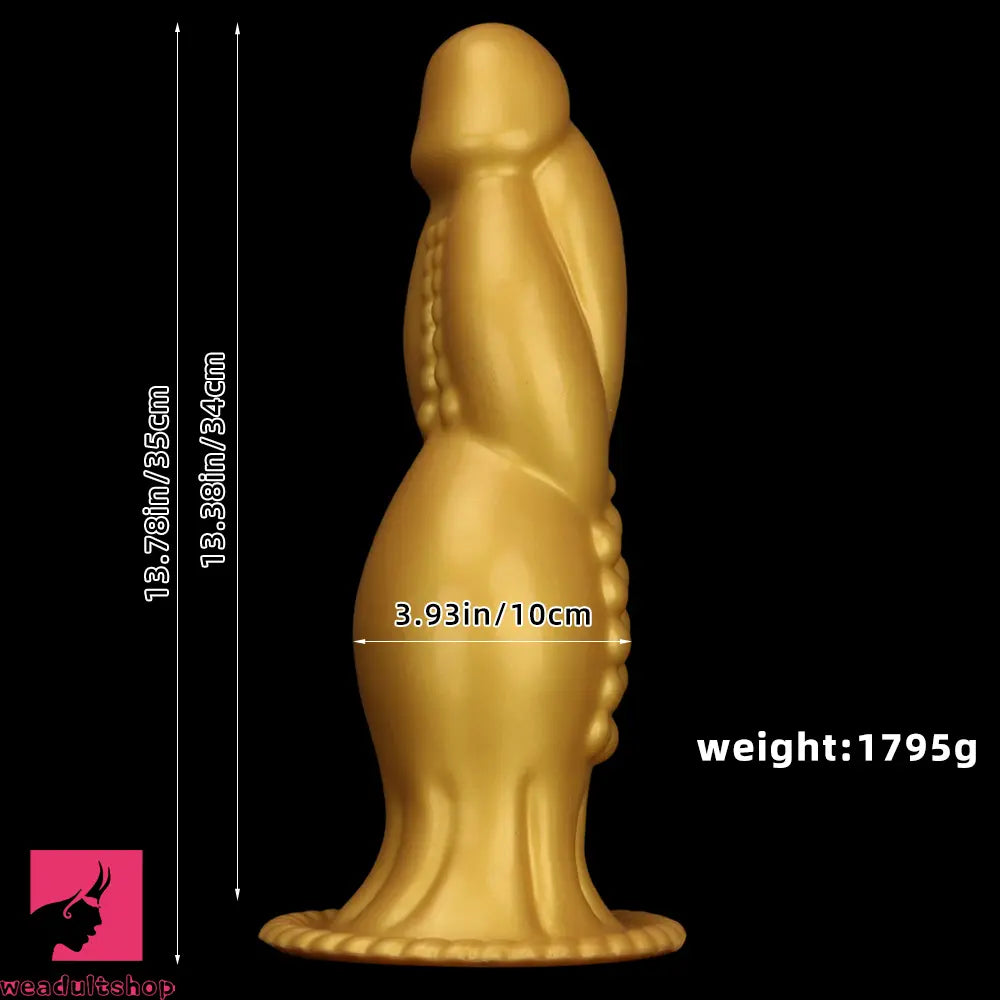 13.78in Golden Soft Silicone Big Fantasy Highquality Material Anal Dildo
