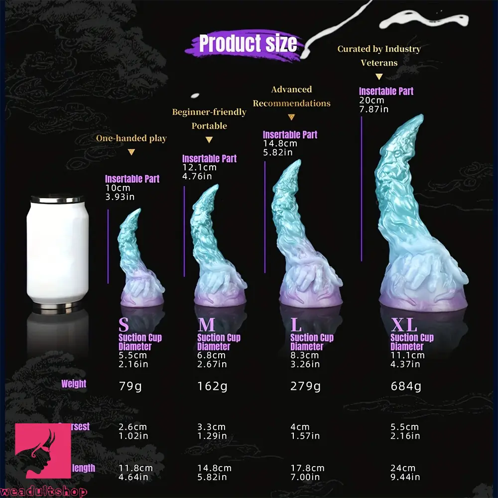 4.64in 5.82in 7in 9.44in Fantasy Odd Soft Curved Monster Creature Dildo Weadultshop